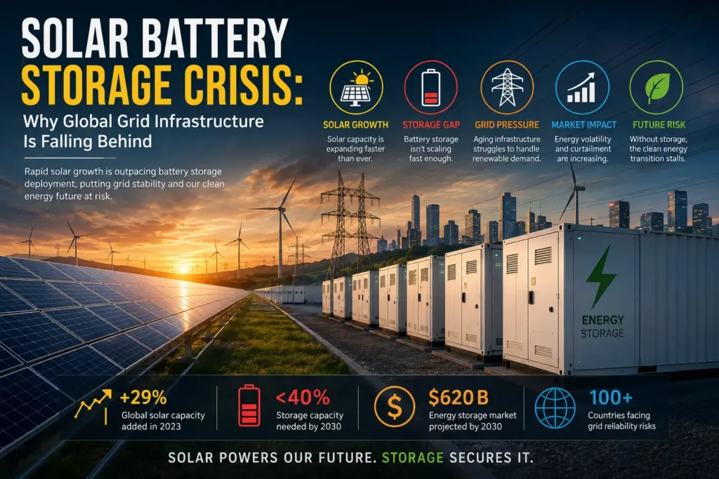 Solar Battery Storage Crisis utility scale renewable energy battery infrastructure and smart grid systems