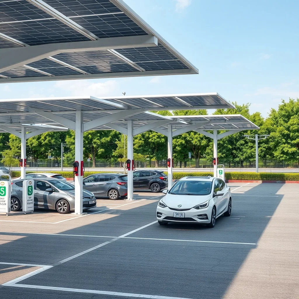 Solar canopy over parking lot