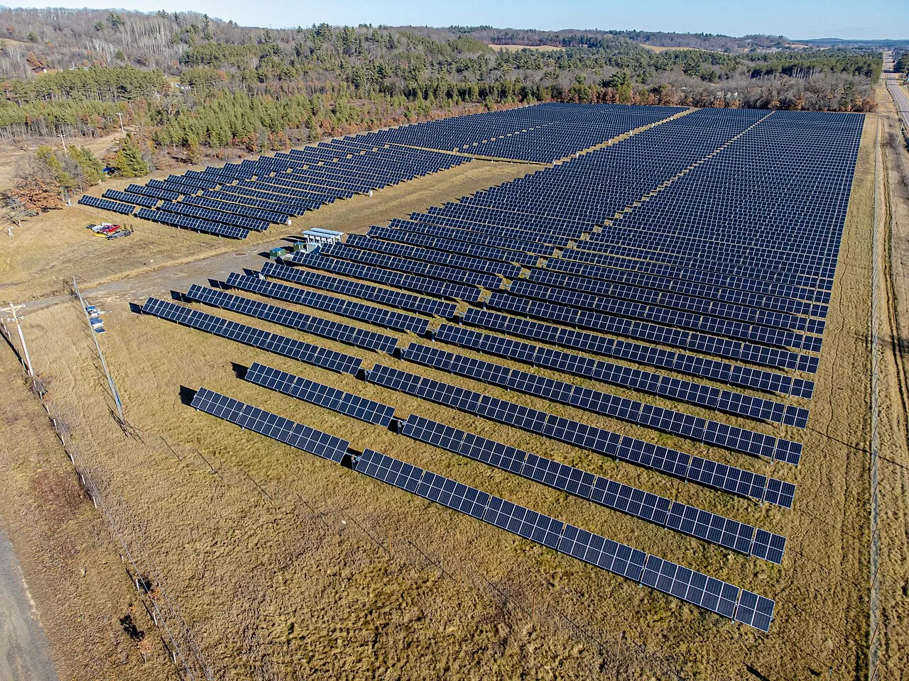 Solar array installed on an open site