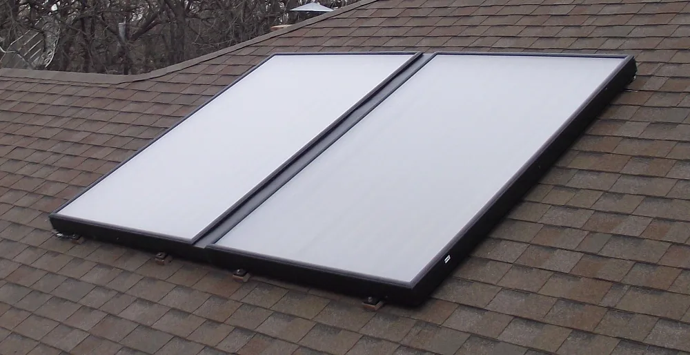 Solar collector panels mounted on a roof