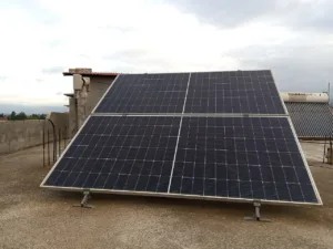 Residential rooftop photovoltaic array on a house
