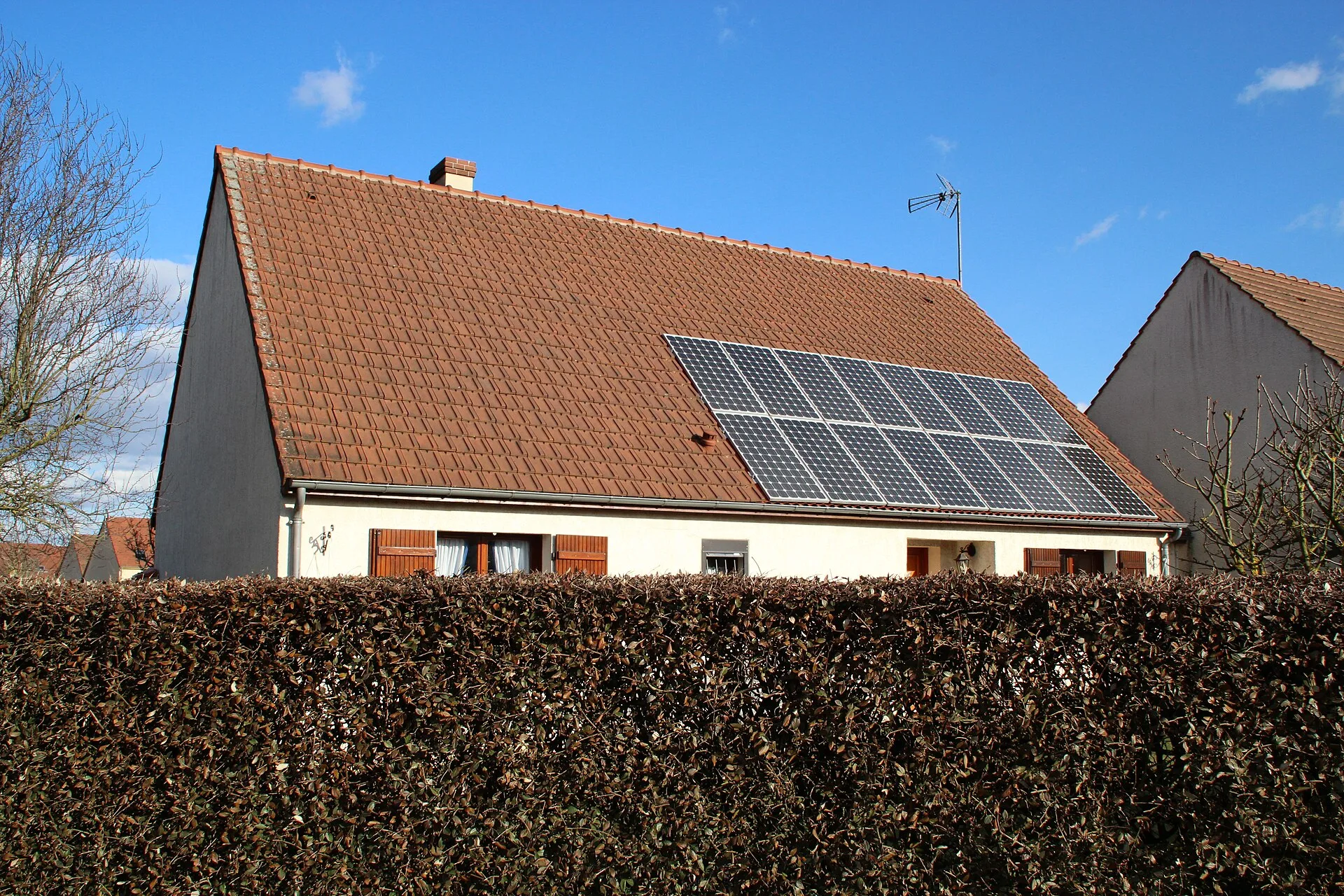 Residential rooftop solar panel array requiring periodic maintenance