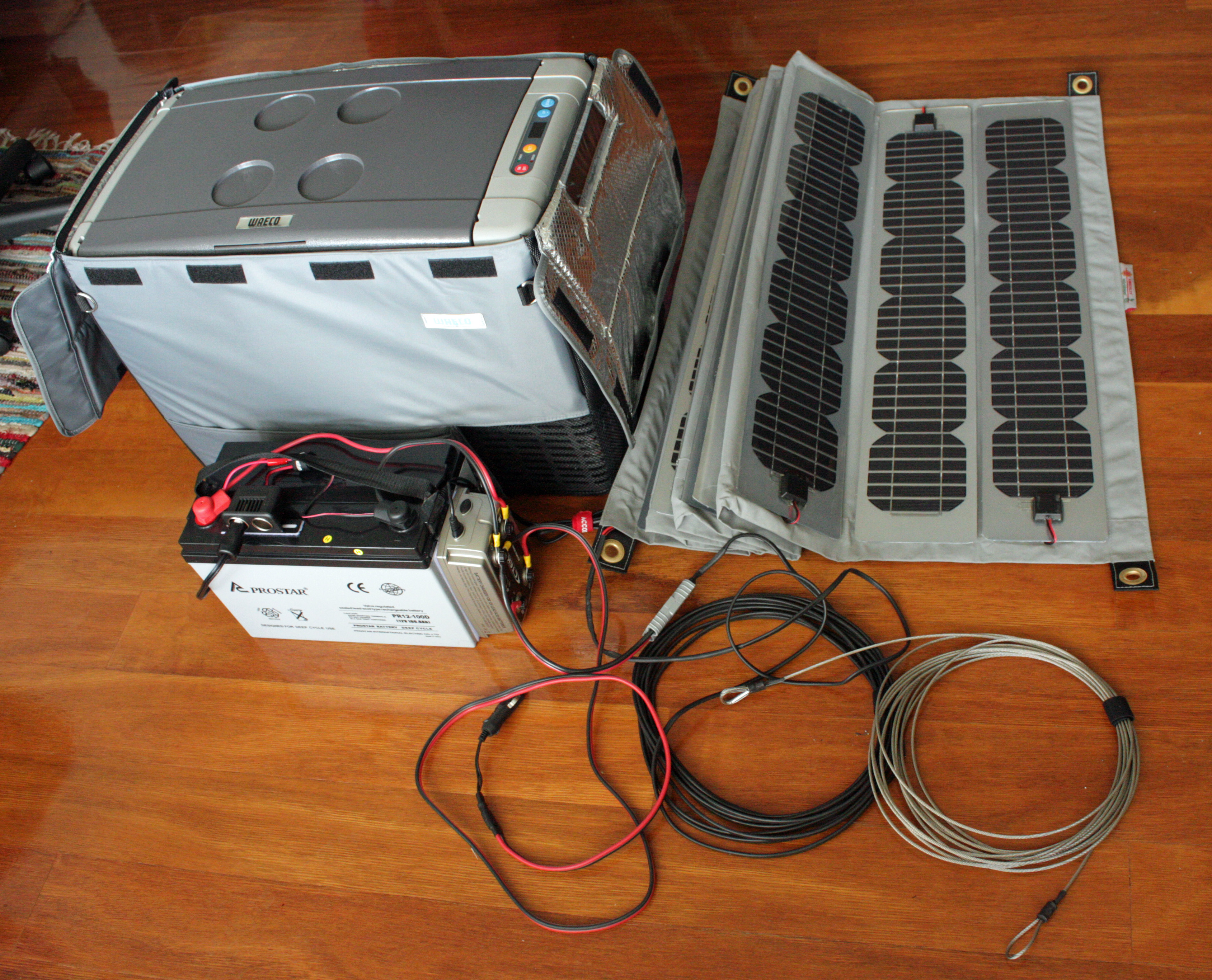 Flexible solar panel mounted on an RV roof for camper solar power