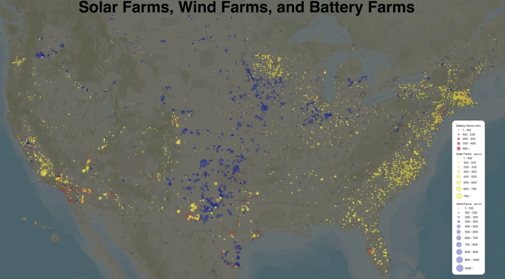 Solar farm paired with battery storage system