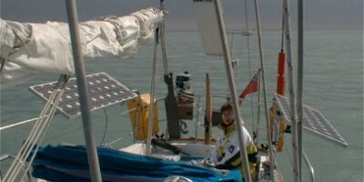 solar panels on yacht at sea