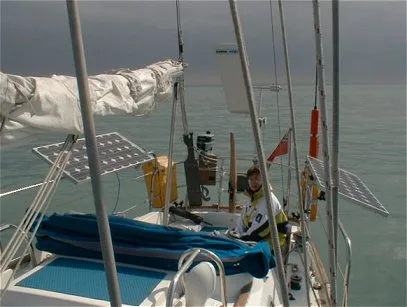 solar panels on yacht at sea