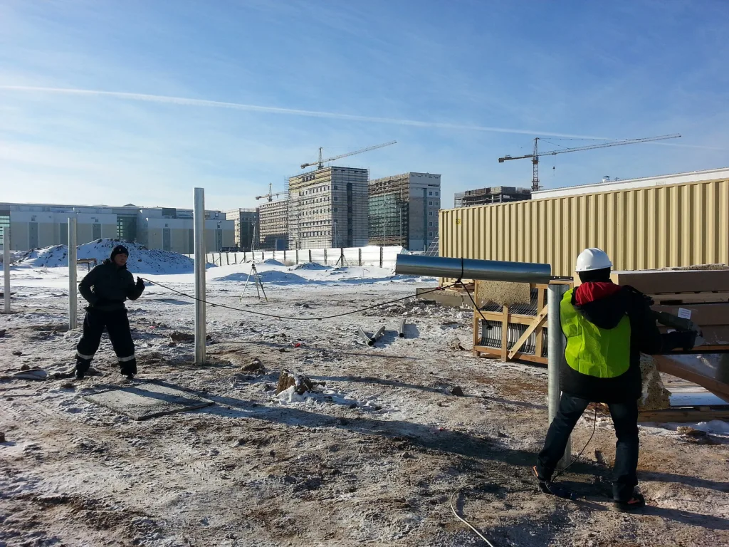 Utility-scale solar power plant under construction