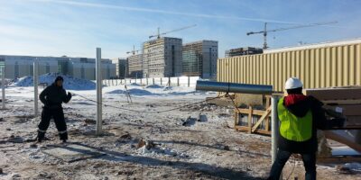 Utility-scale solar power plant under construction